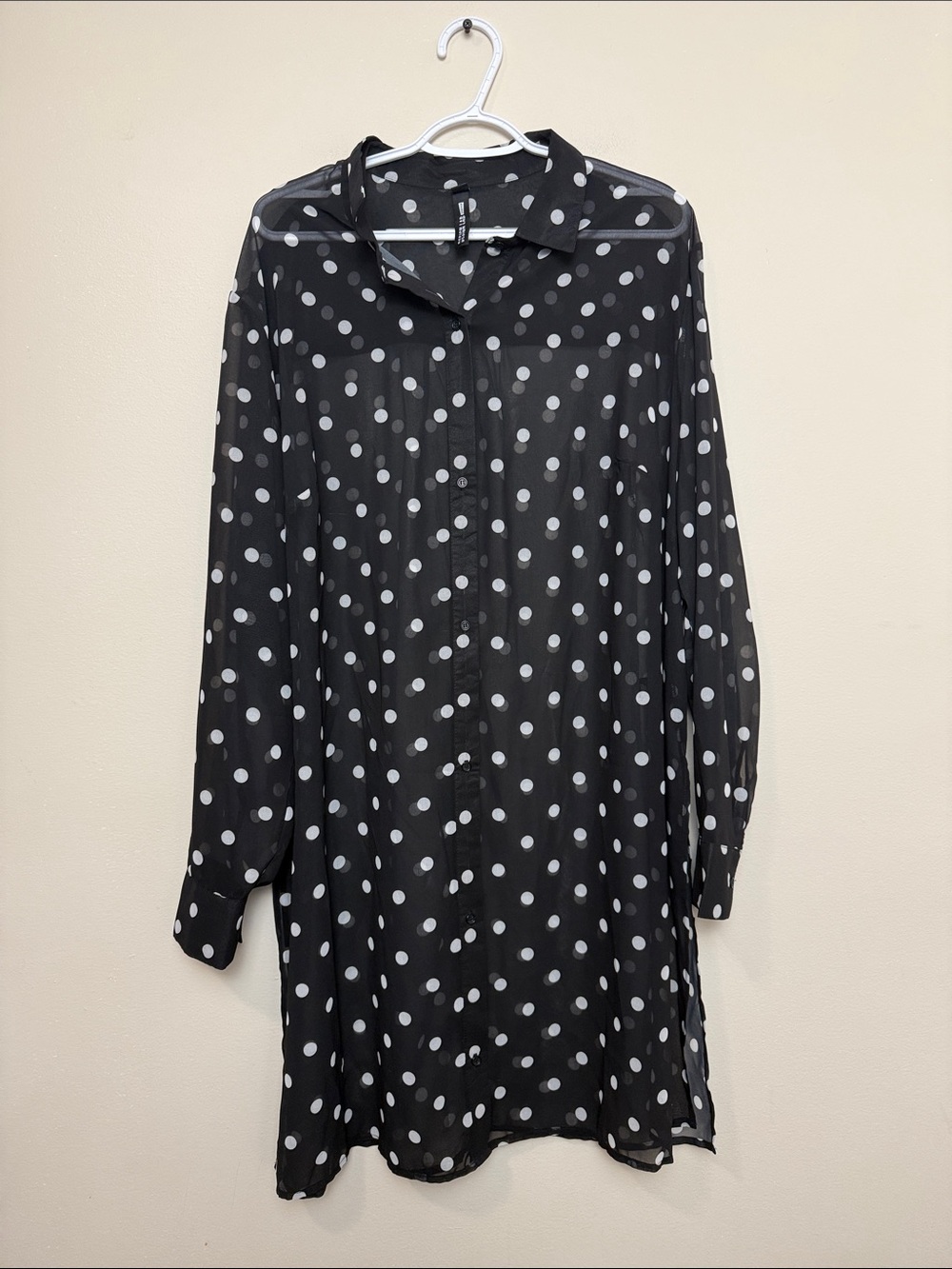 Design Lab Lord & Taylor Polka Dot Long-Sleeve Shirt Dress size 2X